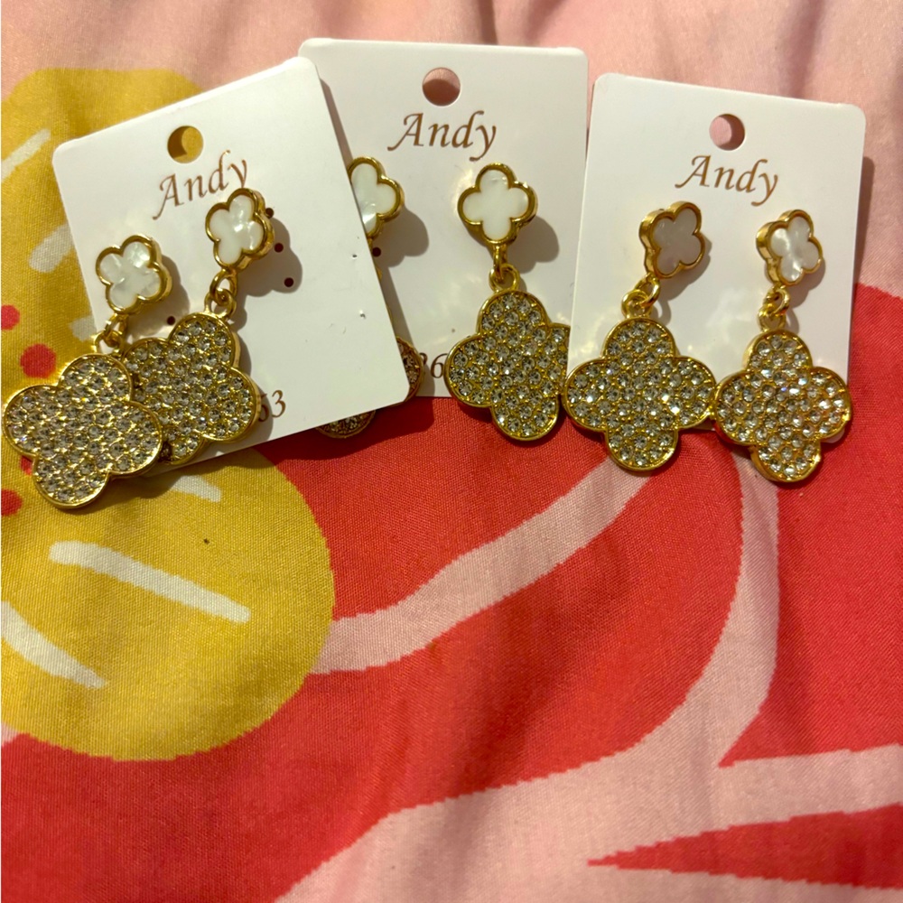 Gold and Silver Flower Earrings